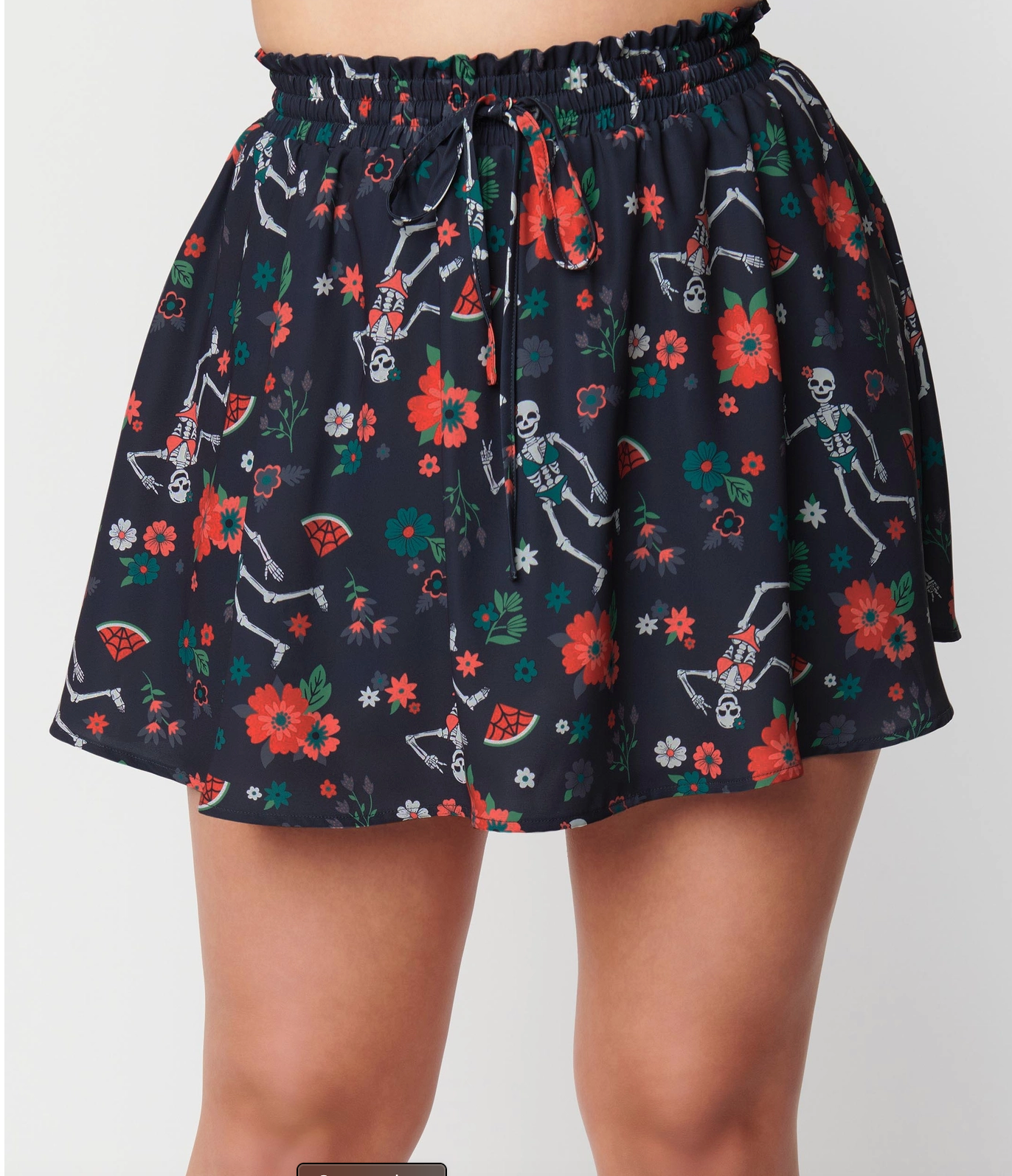 Vintage Black Tropical Skeleton Daryl Skort by Unique Vintage