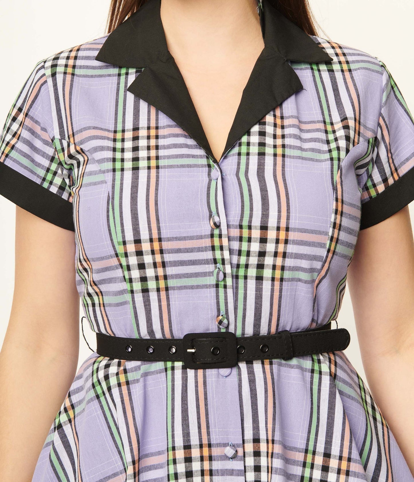1950s Lavender Plaid Alexis Swing Dress by Unique Vintage