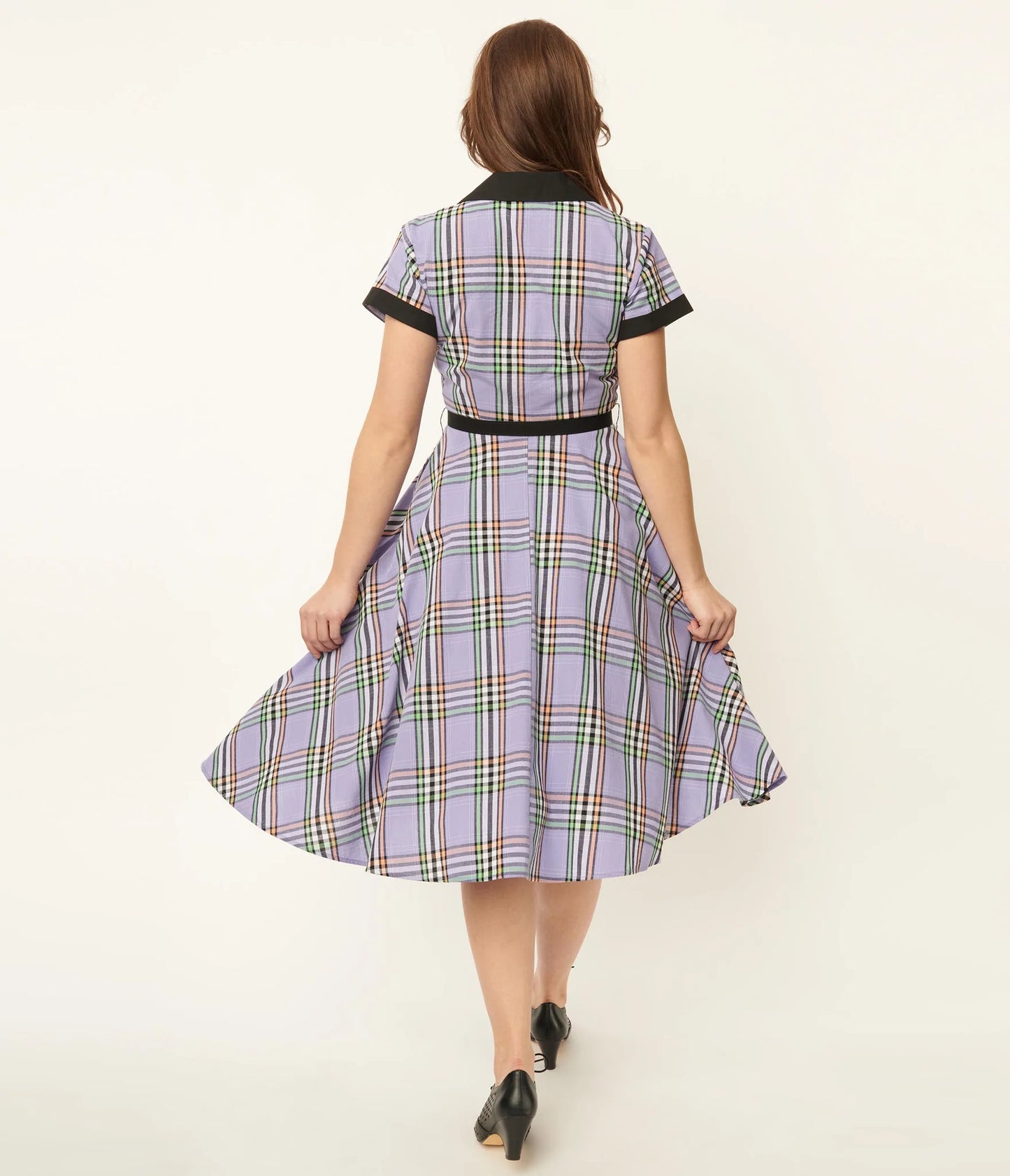 1950s Lavender Plaid Alexis Swing Dress by Unique Vintage