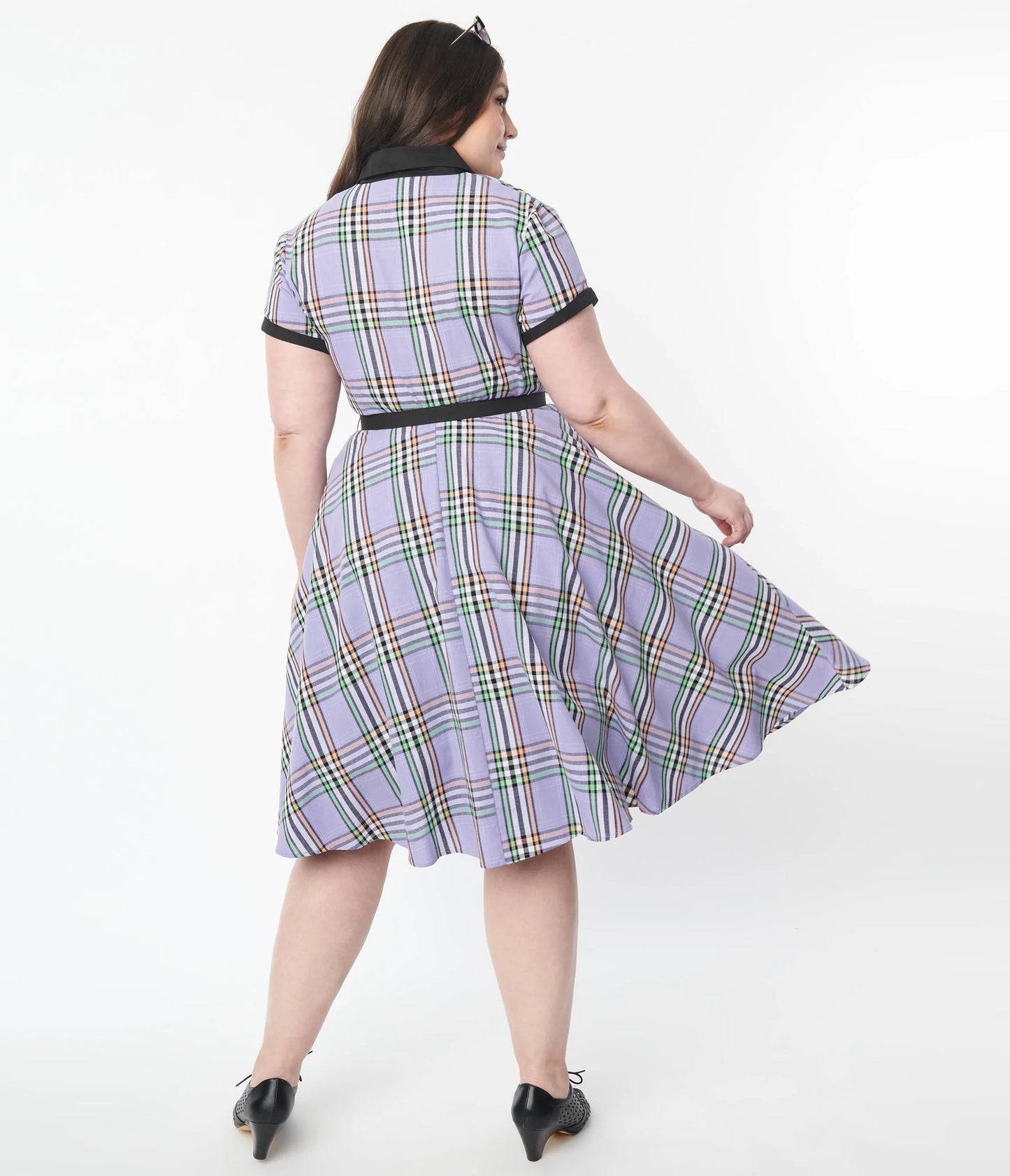 1950s Lavender Plaid Alexis Swing Dress by Unique Vintage