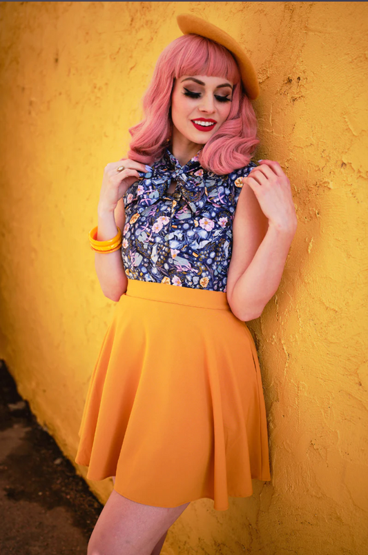 Mustard Skater Skirt by Retrolicious