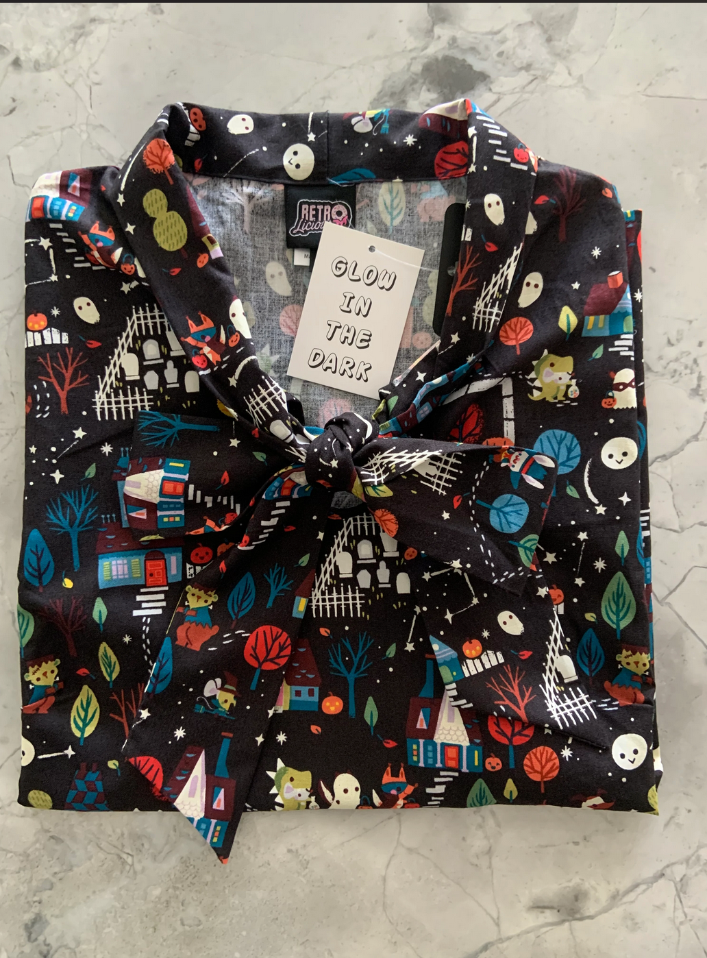 Trick or Treat Glow in the Dark Bow Top by Retrolicious