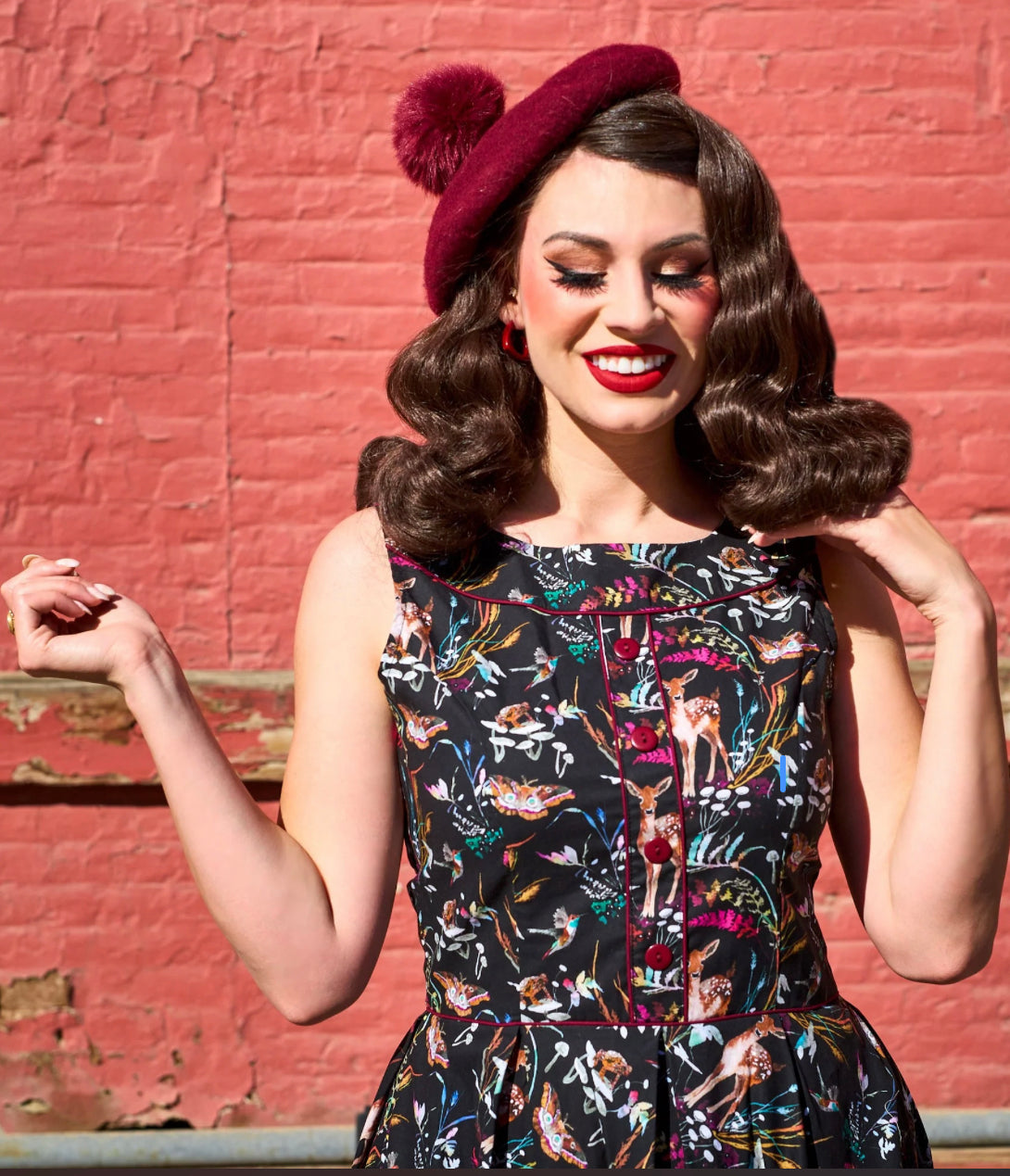 Elizabeth Dress in Forest Print by Retrolicious