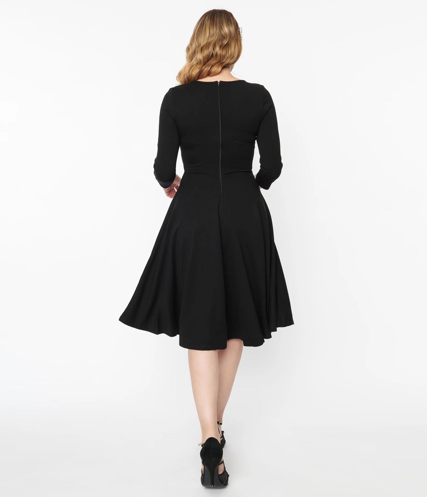 1950s Black Skeleton Bones Graves Swing Dress by Unique Vintage