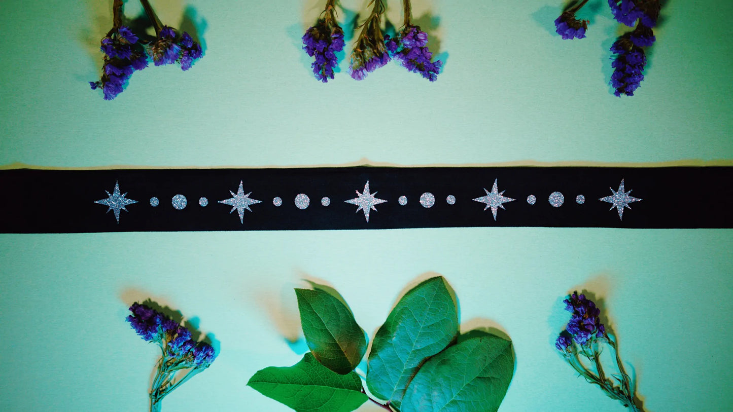 Vegan Suede Belt - Silver Starburst by Witchwood Bags