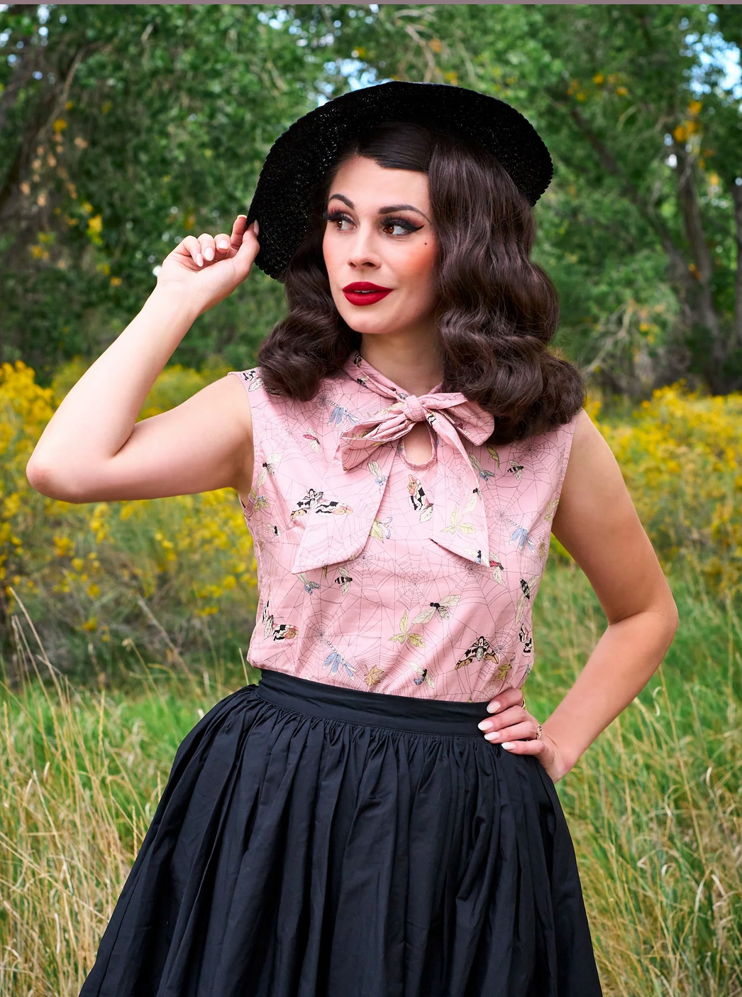 Peggy Swing Skirt in Black by Retrolicious