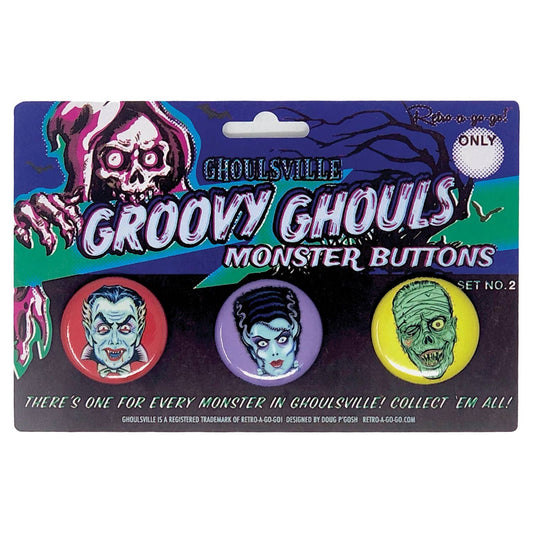 Retro-a-go-go! - Groovy Ghouls Button Set #2