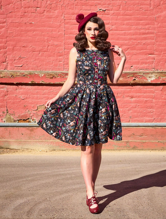 Elizabeth Dress in Forest Print by Retrolicious