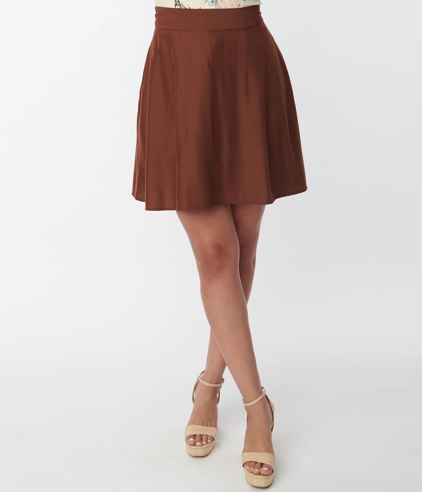 Brown Briella Flare Skirt by Unique Vintage