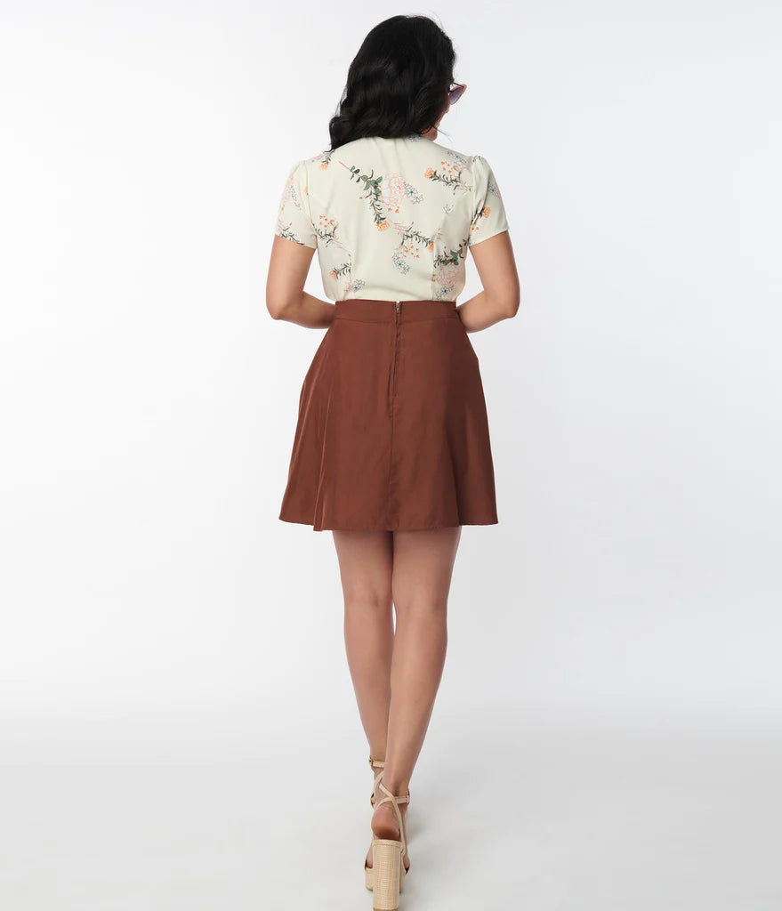 Brown Briella Flare Skirt by Unique Vintage