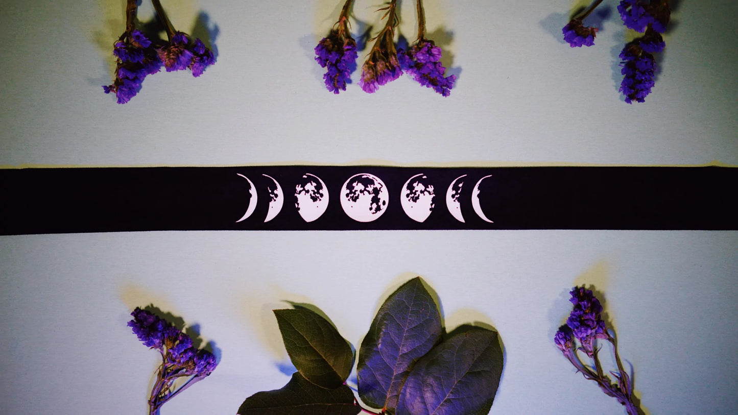 Vegan Suede Belt - Moon Phase by Witchwood Bags