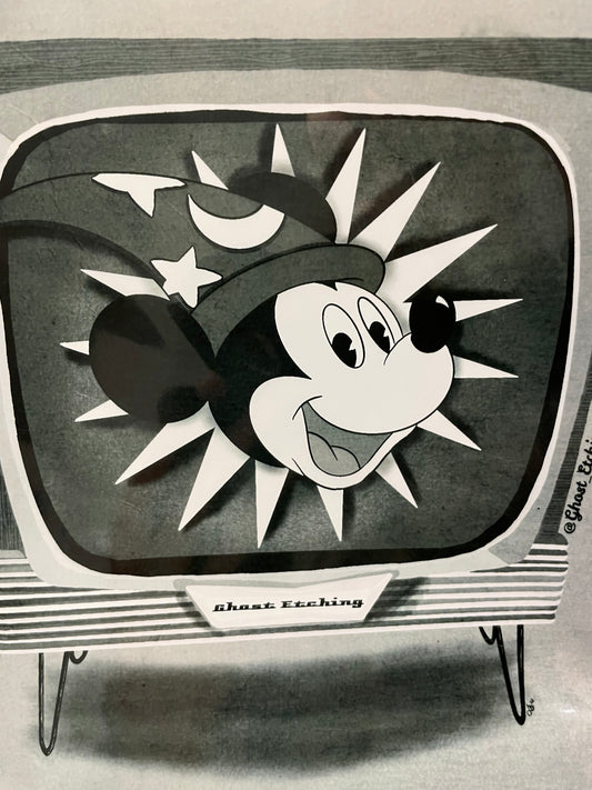 "Mickey/Retro TV" by Ghost Etching Original Artwork