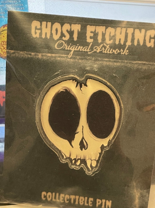 Skull Pin by Ghost Etching Original Artwork