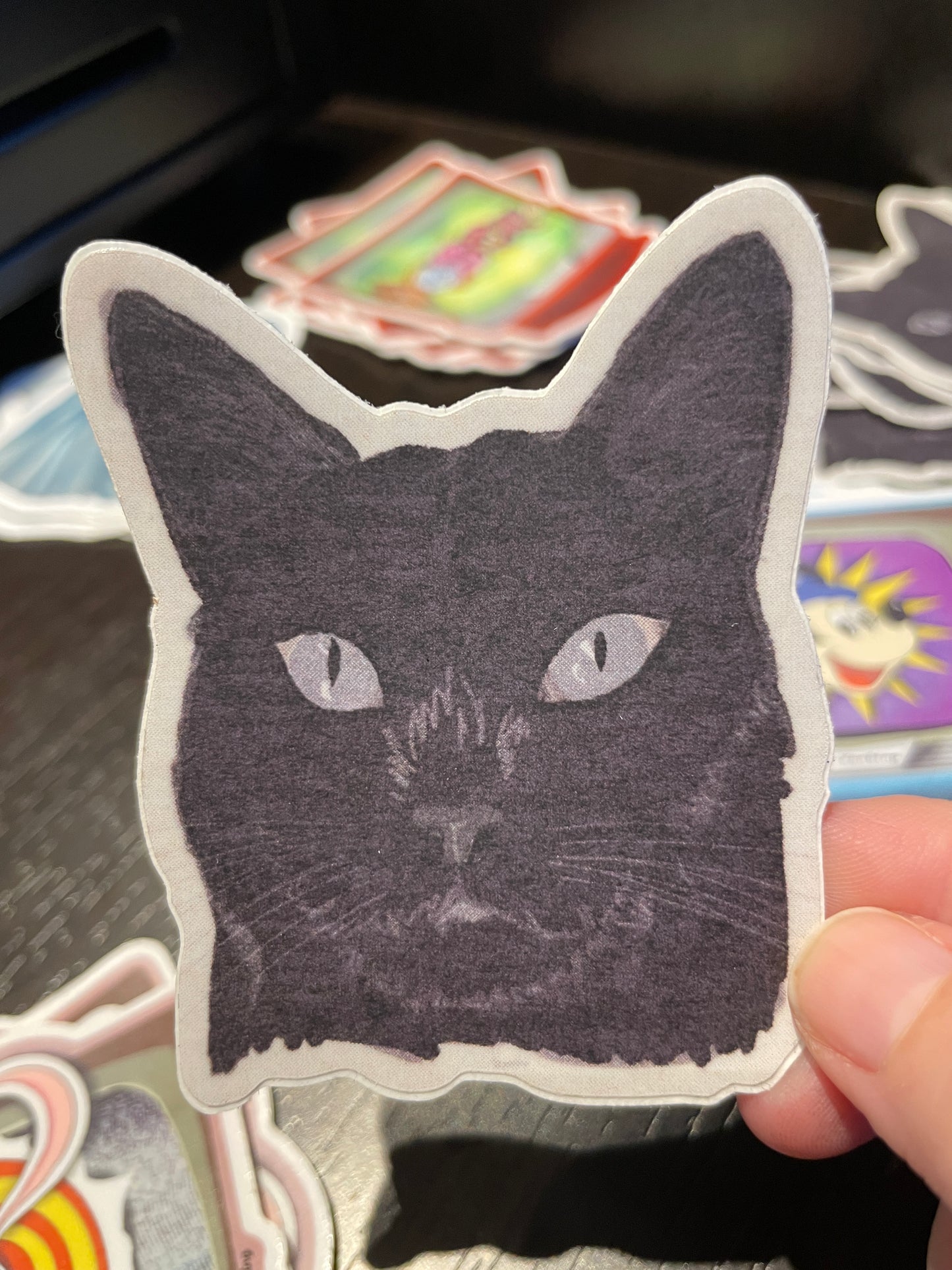 Black Cat Sticker by Ghost Etching
