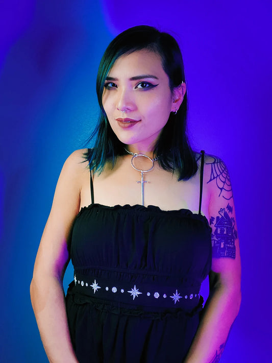 Vegan Suede Belt - Silver Starburst by Witchwood Bags