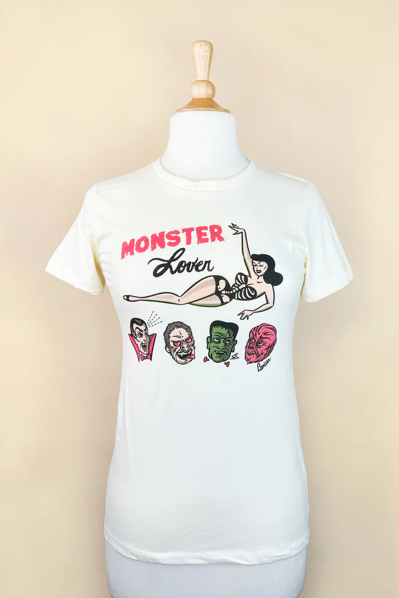 Mischief Made Monster Lover Fitted T-shirt in Ivory