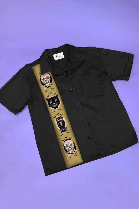 Halloween Treat Classic Gold & Grey Button Down Shirt by The Oblong Box Shop