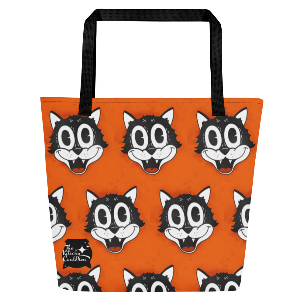 Retro Cat Large Tote Bag