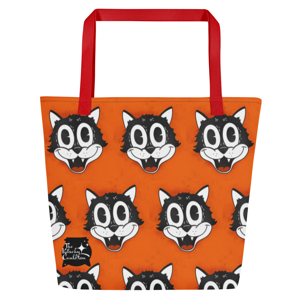 Retro Cat Large Tote Bag