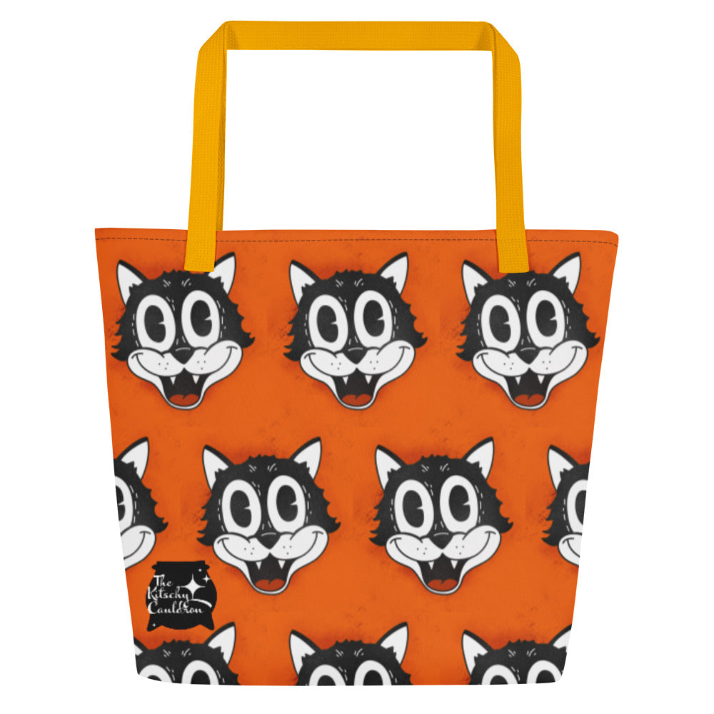 Retro Cat Large Tote Bag