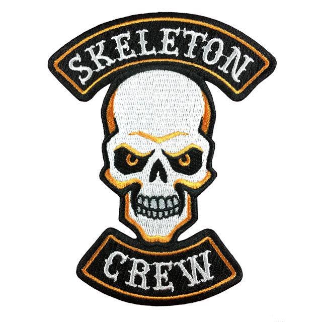 Skeleton Crew Skull Halloween Biker Patch by Monsterologist