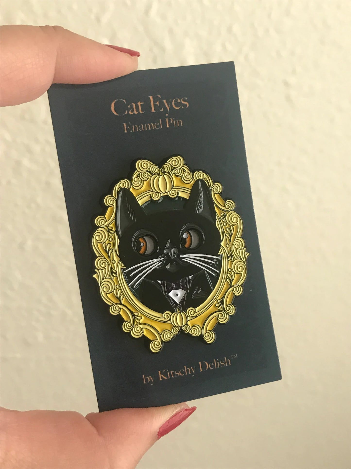 Moving Eyes Cat soft enamel pin by Kitschy Delish