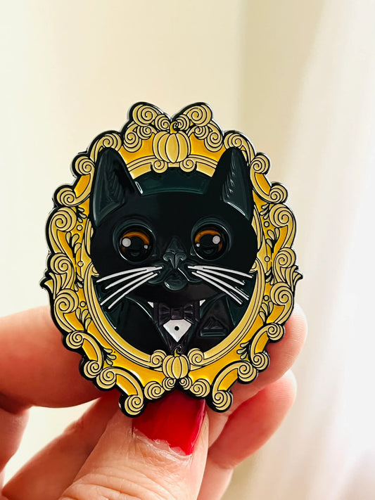 Moving Eyes Cat soft enamel pin by Kitschy Delish
