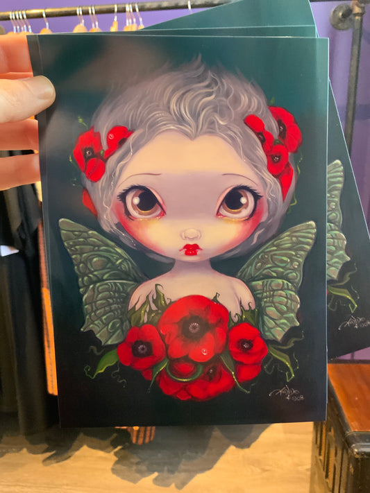 “Red Poppy Fairy” Print By Strangeling